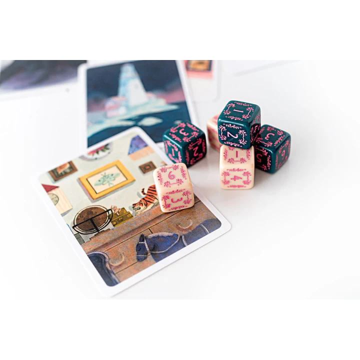 BRINDLEWOOD BAY: NEEDLEPOINT DICE & SUSPECT CARDS