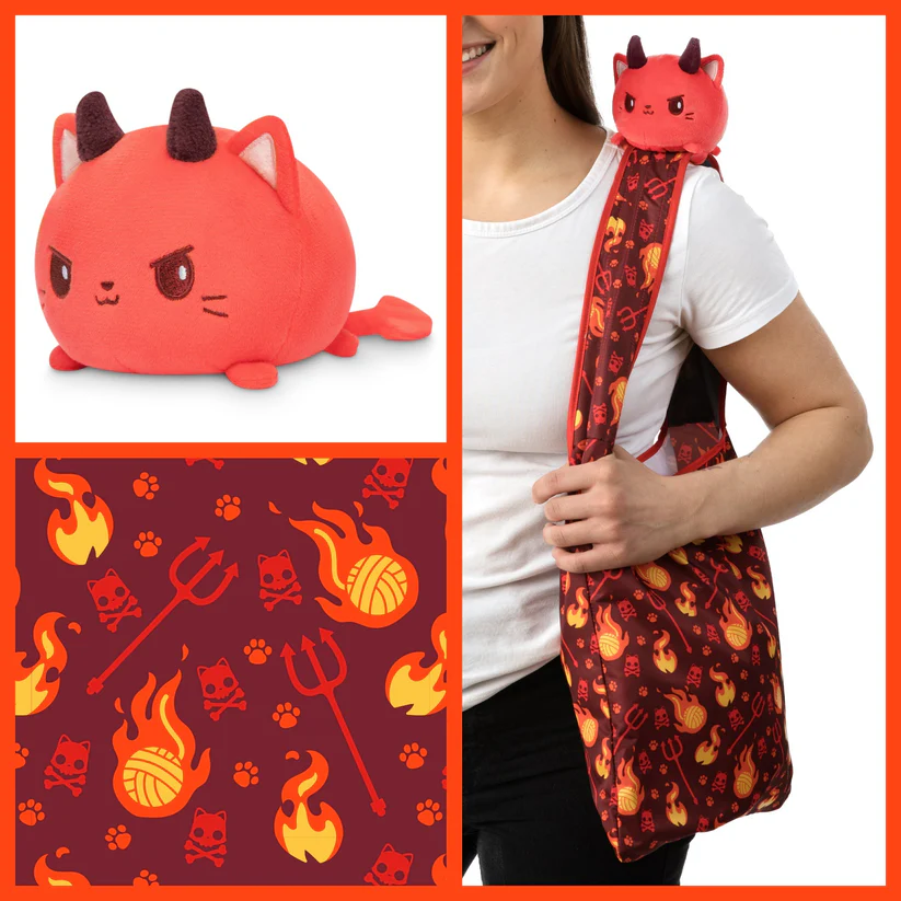 RED DEVIL CAT PLUSHIE TOTE BAG