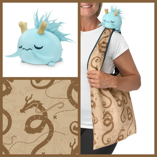 LIGHT BLUE DRAGON PLUSHIE TOTE BAG