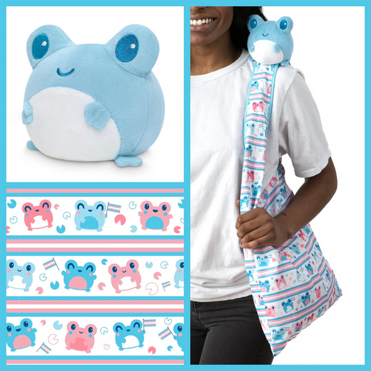 TRANSGENDER BLUE FROG PLUSHIE TOTE BAG