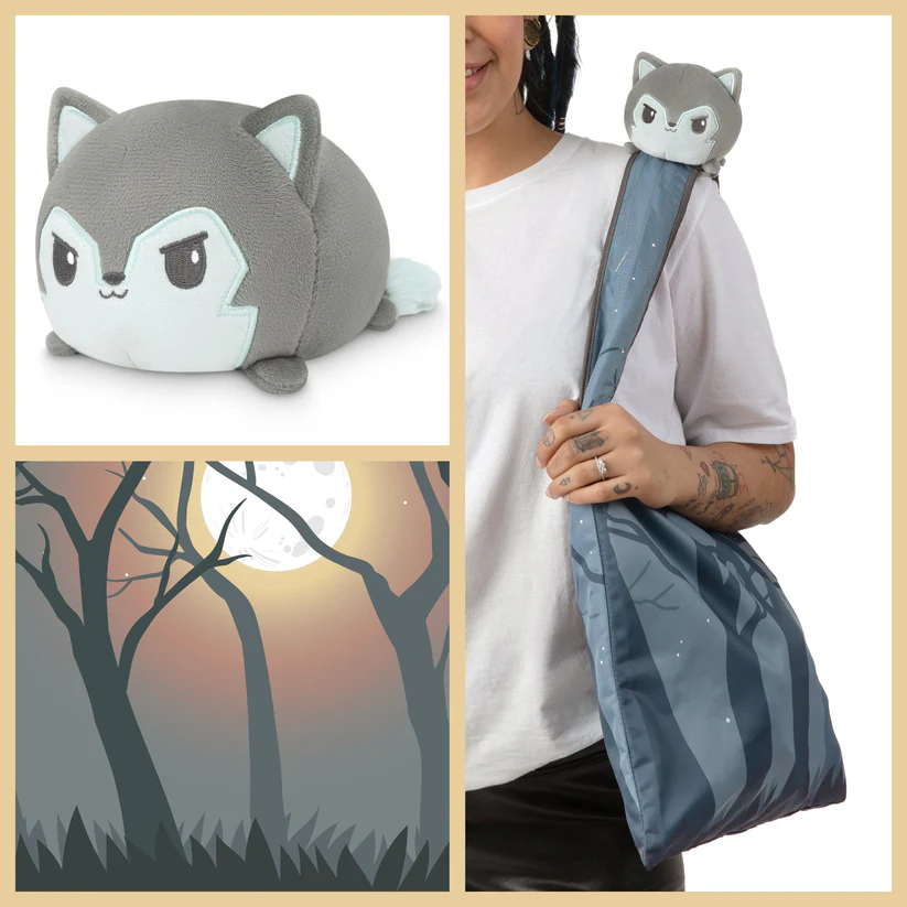 GRAY WOLF PLUSHIE TOTE BAG