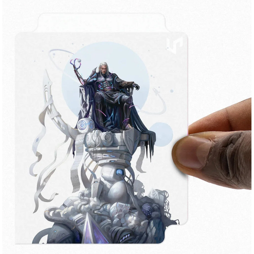 MTG EDGE OF ETERNITIES TEZZERET, CRUEL CAPTAIN SLEEVES (100) IN CLEAR DECK BOX