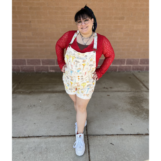 WHIMSICAL MUSHROOM SHORTALLS