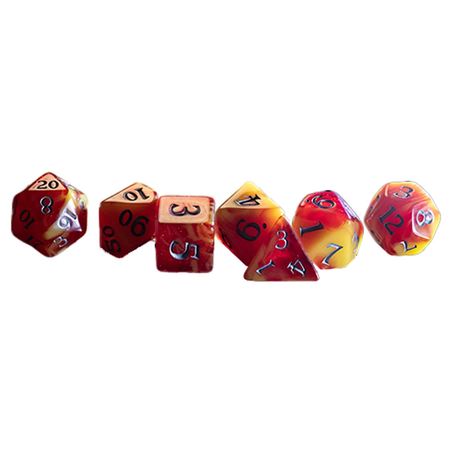 7 SET SCENTED RPG DICE: FIREBALL CHAR