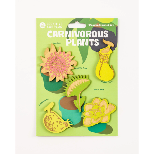 CARNIVOROUS PLANTS WOODEN MAGNETS