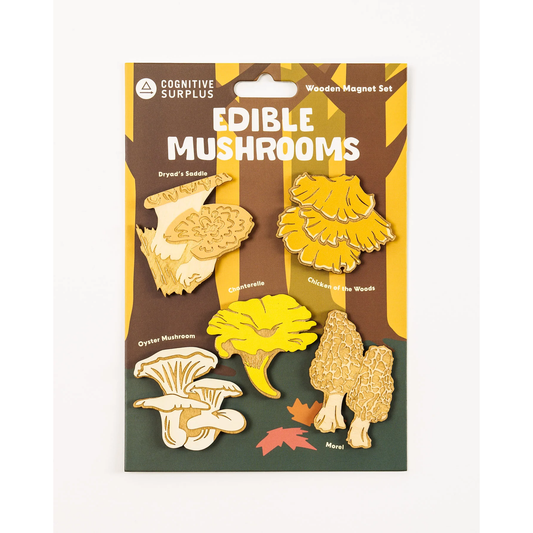 EDIBLE MUSHROOMS WOODEN MAGNETS