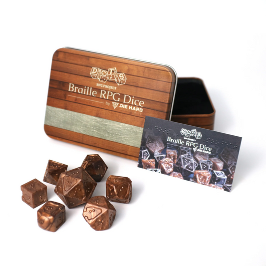 BRAILLE 7PC DICE SET: MOLTEN BRONZE
