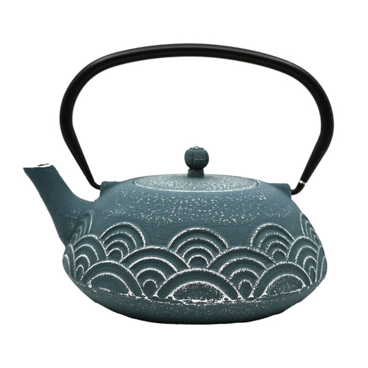 BLUE SEIGAIHA 40OZ CAST IRON TEA POT