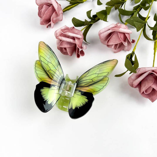 IRIDESCENT GREEN BUTTERFLY HAIR CLAW