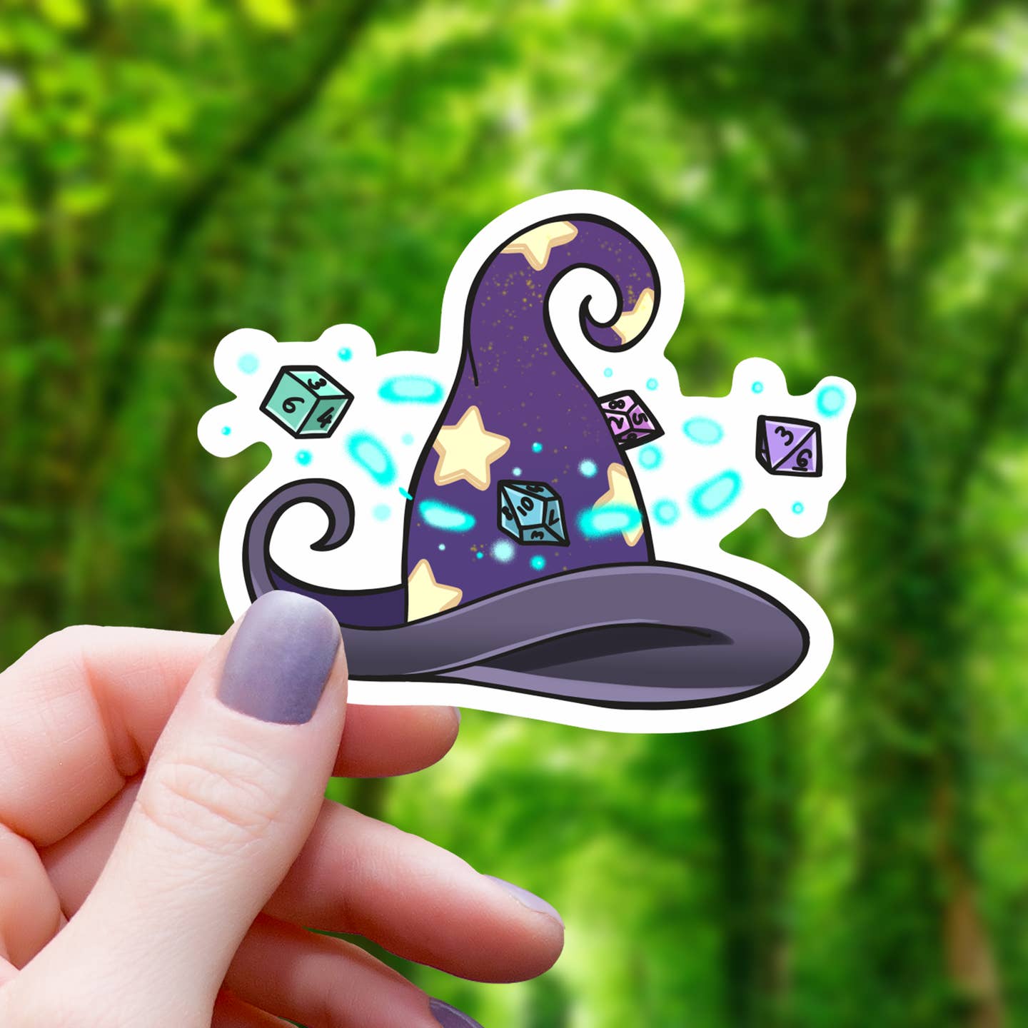 POLYHEDRAL DICE WIZARD HAT STICKER