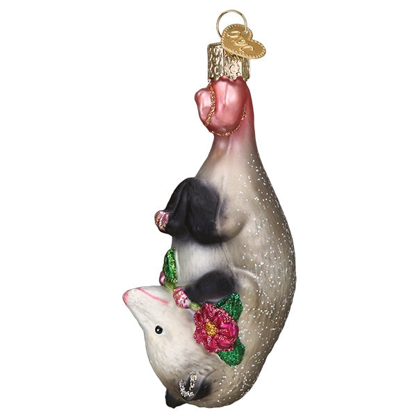 BLOSSOM OPOSSUM GLASS HOLIDAY ORNAMENT