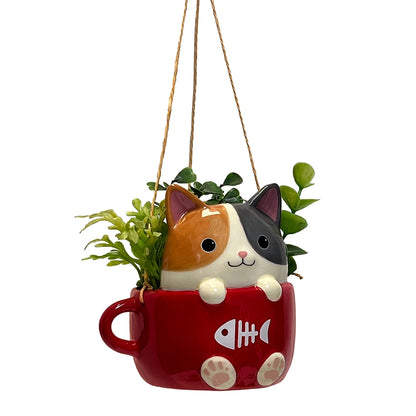 CATS IN CUPS MINI HANGING PLANTERS