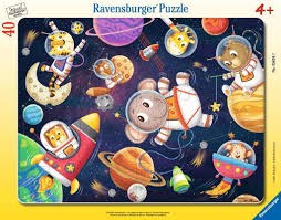 RAVENSBURGER CHILDREN'S FRAME PUZZLE ANIMALS IN SPACE 40 PC
