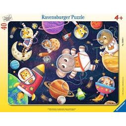 RAVENSBURGER CHILDREN'S FRAME PUZZLE ANIMALS IN SPACE 40 PC