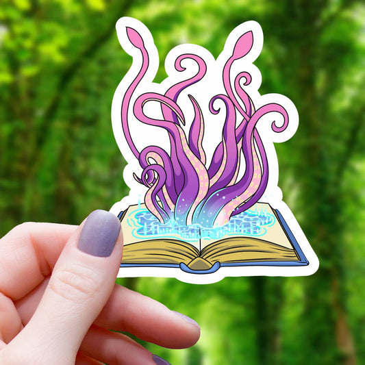 KRAKEN ESCAPING FROM BOOK STICKER