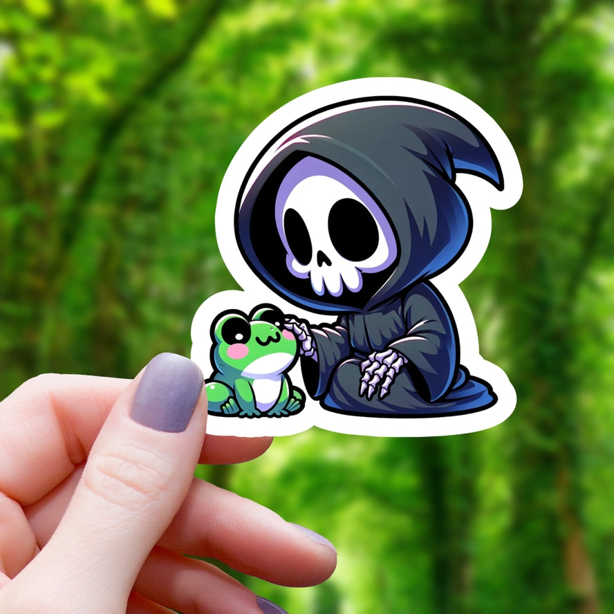 GRIM REAPER AND FROG BUDDY STICKER