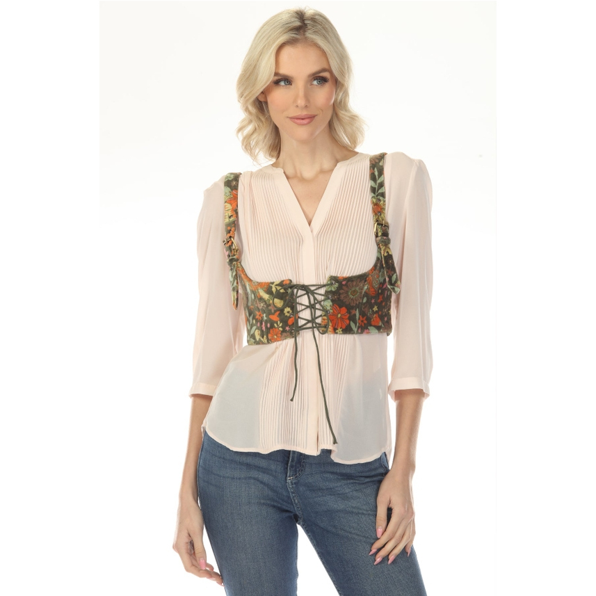 FLORAL VELVET CORSET VEST