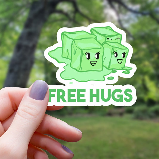 FREE HUGS GELATINOUS CUBE MONSTER STICKER