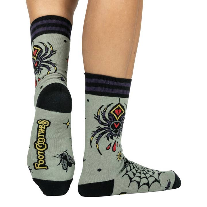 WIDOW'S WEB CREW SOCKS BY FOOTCLOTHES