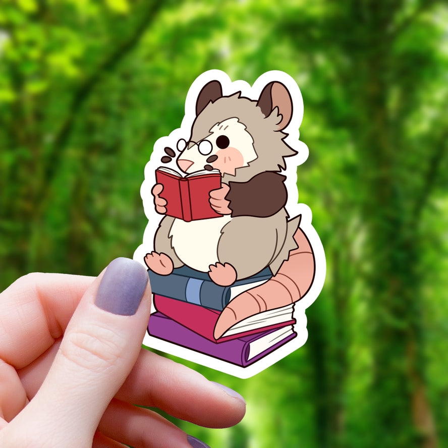 OPOSSUM ON BOOKS STICKER