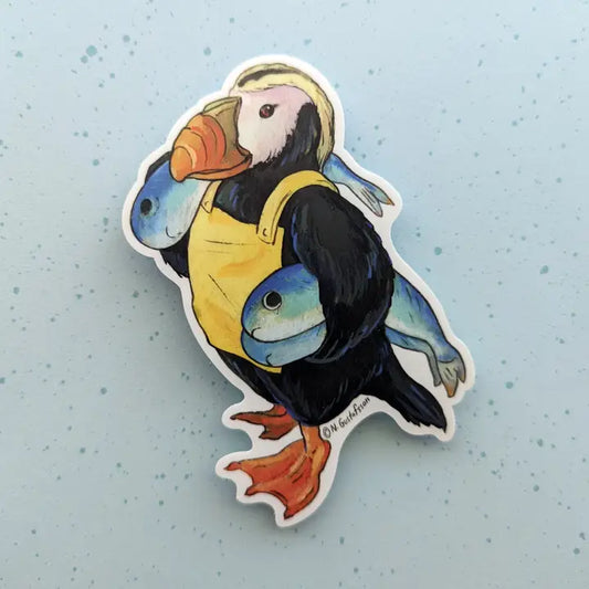 PUFFIN FISHERMAN STICKER