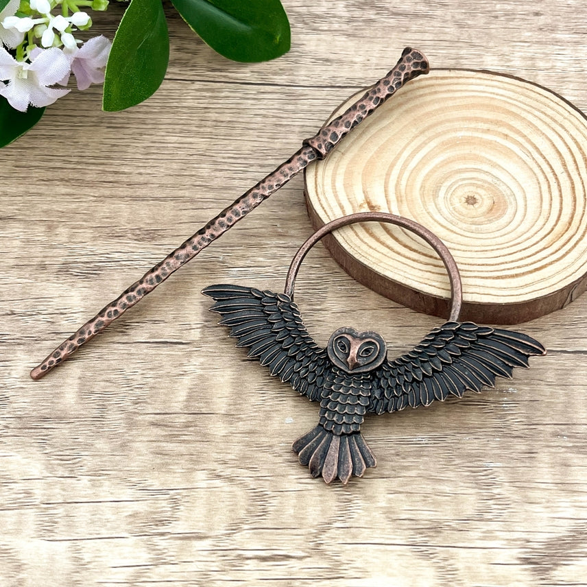 FLYING OWL METAL HAIR PIN
