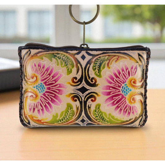 BOHO FLORAL LEATHER COIN PURSE