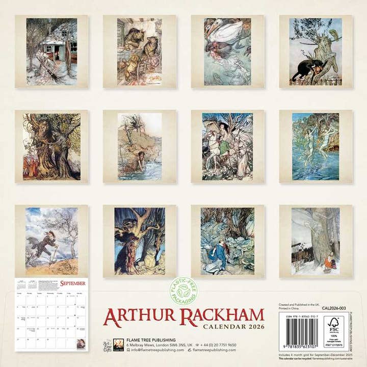 ARTHUR RACKHAM 2026 WALL CALENDAR