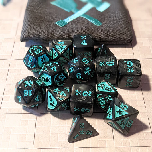BLUDGEONING DAMAGE DICE (14) MARBLE TEAL