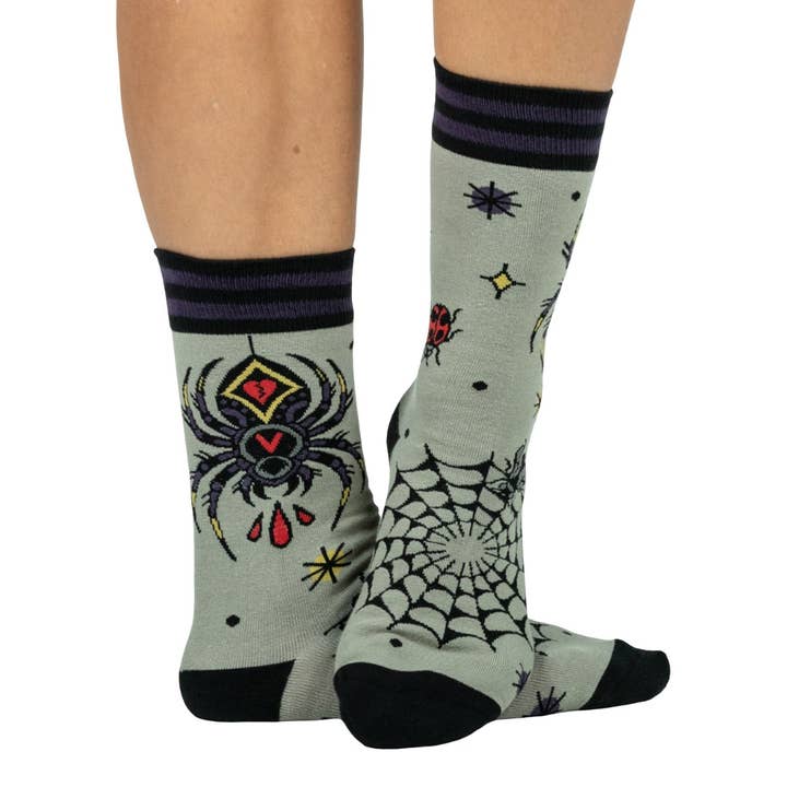 WIDOW'S WEB CREW SOCKS BY FOOTCLOTHES