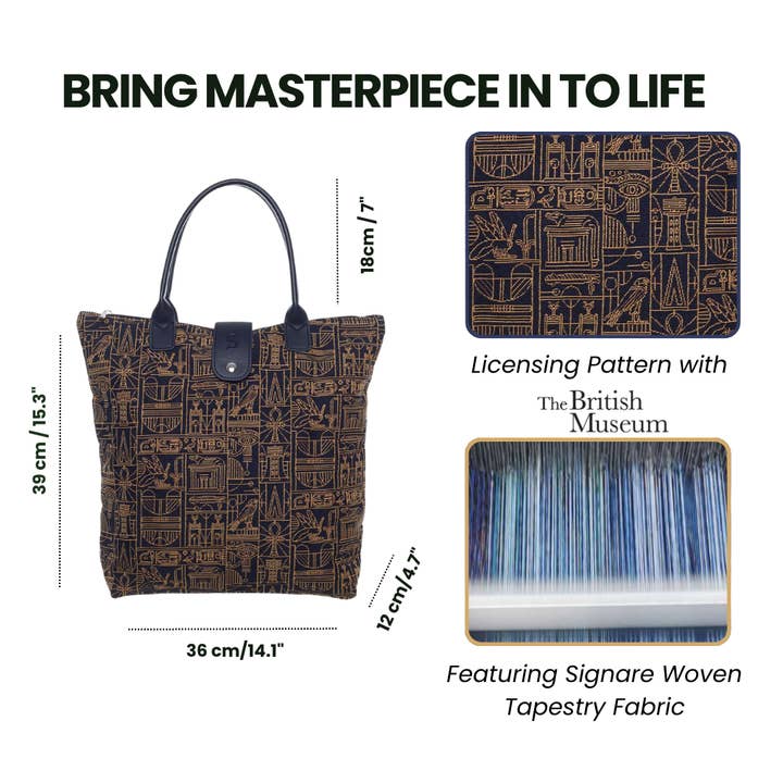 THE BRITISH MUSEUM EGYPTIAN FOLDAWAY TOTE BAG