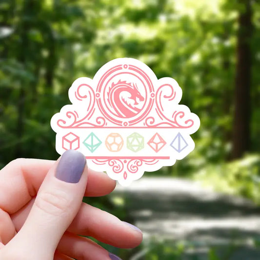 PASTEL DRAGON CREST WITH DICE STICKER
