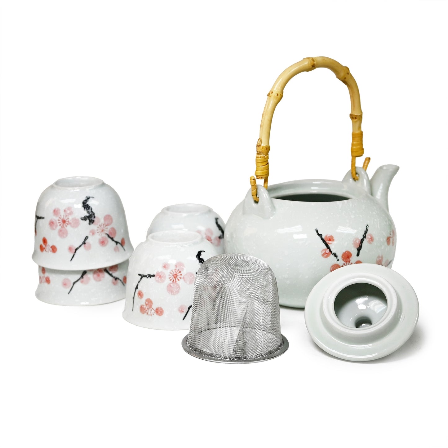 CHERRY BLOSSOMS TEA SET (TEAPOT AND FOUR TEACUPS)