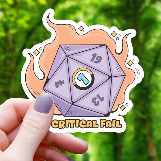 CRITICAL FAIL FLAMING D20 STICKER