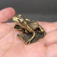 MINIATURE BRASS FROG ON LOTUS LEAF