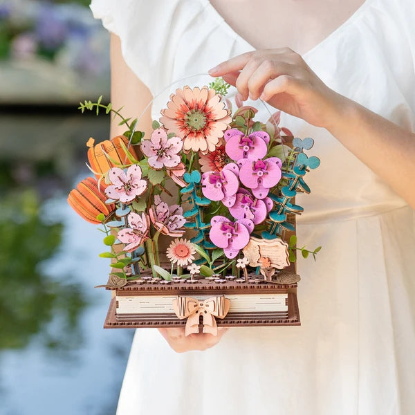3D WOODEN BLOOMING BOOK FLOWER PUZZLE
