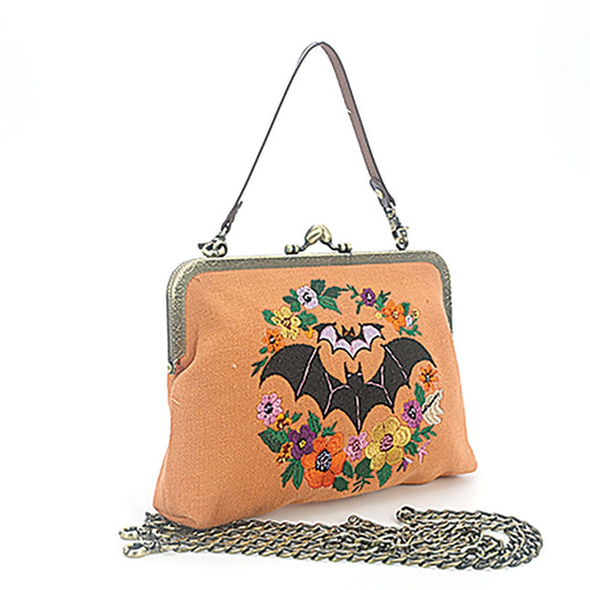 FLORAL BAT KISSLOCK VINTAGE STYLE PURSE