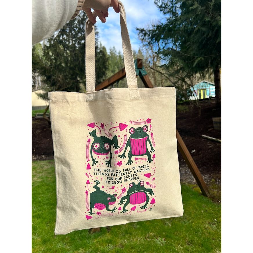 MAGIC FROGS AND MUSHROOMS TOTE BAG