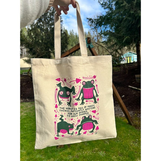 MAGIC FROGS AND MUSHROOMS TOTE BAG