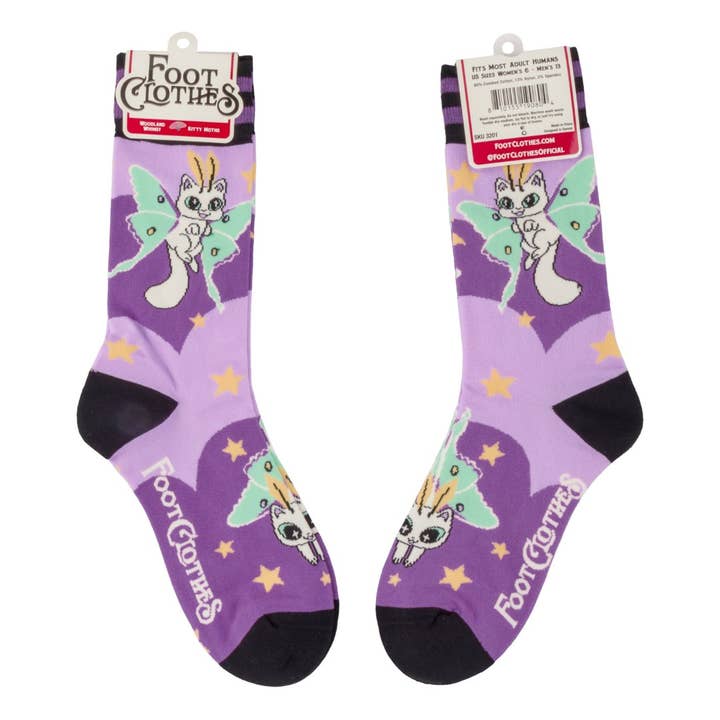 KITTY MOTHS CREW SOCKS BY FOOTCLOTHES