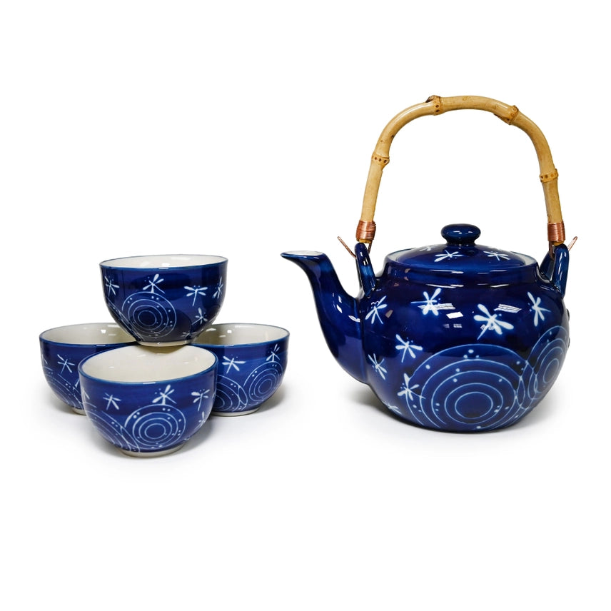 MIRA TEA SET WHITE DRAGONFLIES