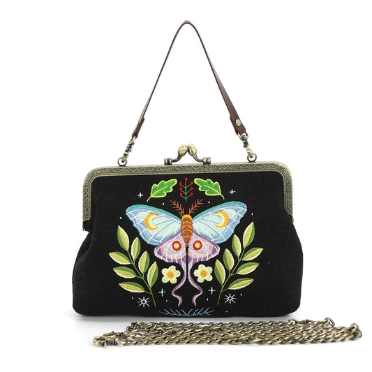 LA LUNE MOTH KISSLOCK VINTAGE STYLE PURSE