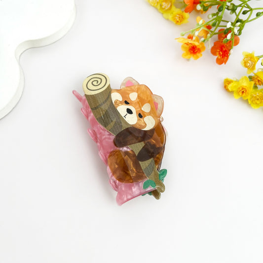 SLEEPY RED PANDA HAIR CLAW CLIP