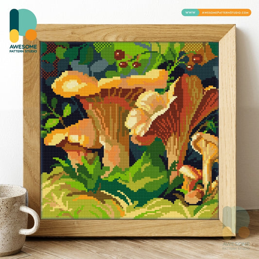 GOLDEN MUSHROOM CHANTERELLE DIY DIAMOND PAINTING KIT