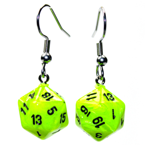 HOOK EARRINGS MINI D20 VORTEX BRIGHT GREEN