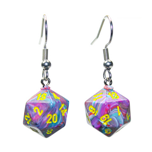 HOOK EARRINGS MINI D20 FESTIVE MOSAIC