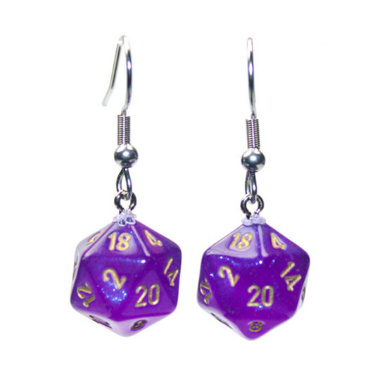 HOOK EARRINGS MINI D20 BOREALIS ROYAL PURPLE