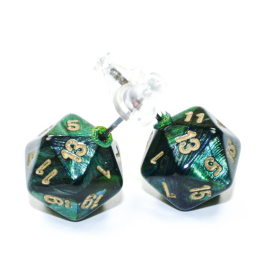 STUD EARRINGS MINI D20 SCARAB JADE