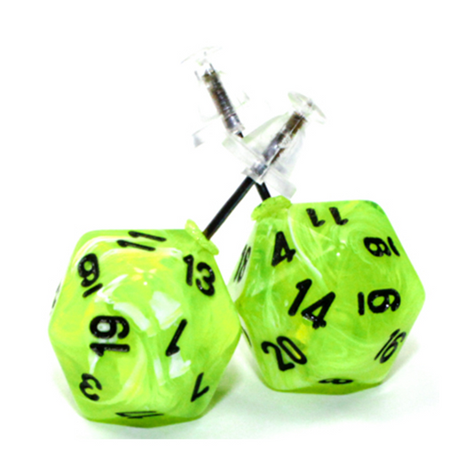 STUD EARRINGS MINI D20 VORTEX BRIGHT GREEN