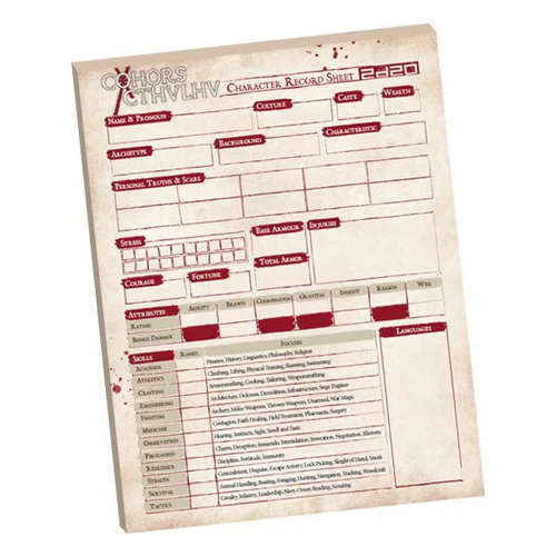 COHORS CTHULHU CHARACTER SHEET PAD